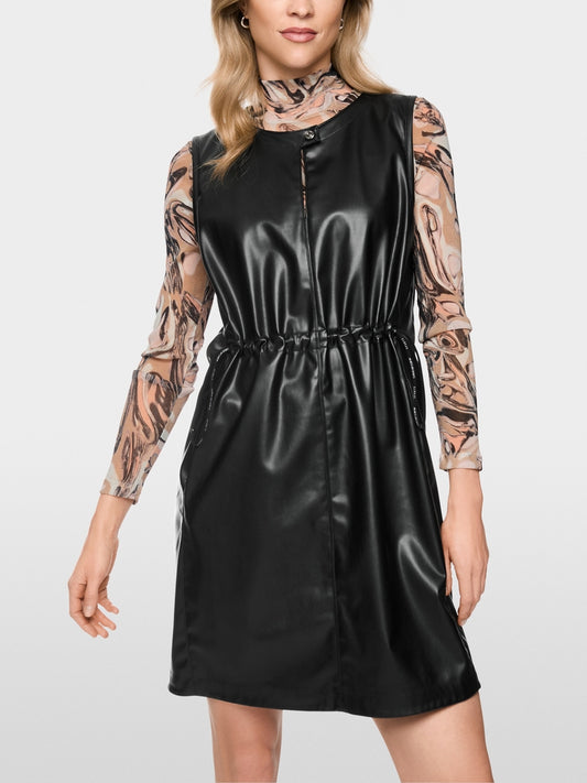 Marc cain Kurzes Kunstlederkleid mit Tunnelzug