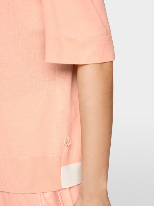 Marccain Fine-knit hoodie with contrast details