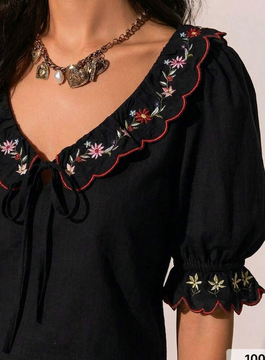 Bluse Blumenstickerei