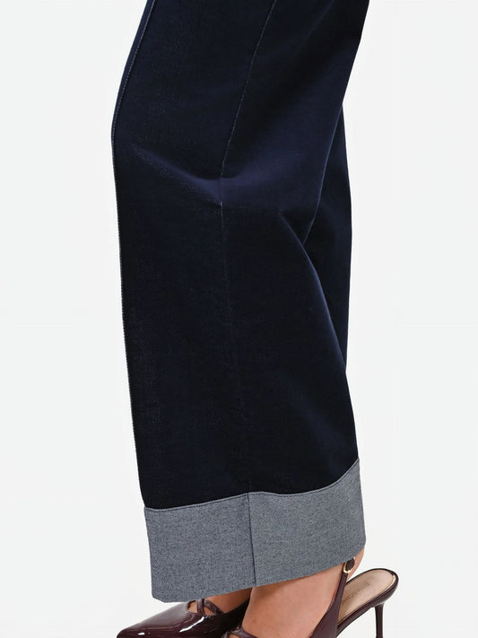 Marineblaue Samthose mit Kontrastnähten Giorgia Palmas X